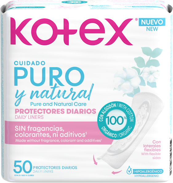 Protector Diario Kotex Cuidado Puro y Natural